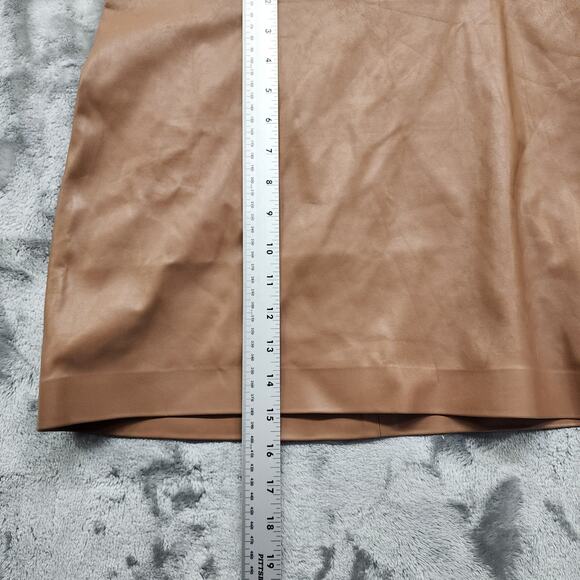 Shinestar Skirt Womens M Brown Faux Leather Mini A-Line Stretch Festival Baddie - Picture 7 of 8